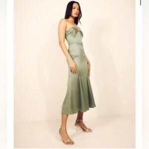 Reformation Womens Hensley Satin Dress Artichoke Size 12 NWT